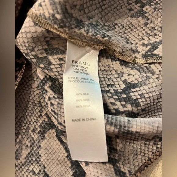 Frame Silk Python Print Sleeveless Classic Cami Top, Chocolate Sz L - Picture 6 of 9